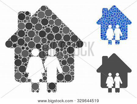 Family House Composition Of Circle Elements In Various Sizes And Color Tints, Based On Family House 