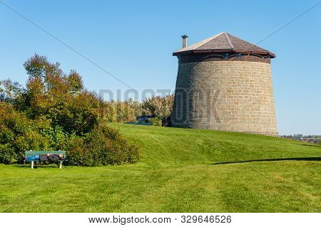 Quebec City, Ca - 5 October 2019 - Martello Tower In Plains Of Abraham (battlefields Park)