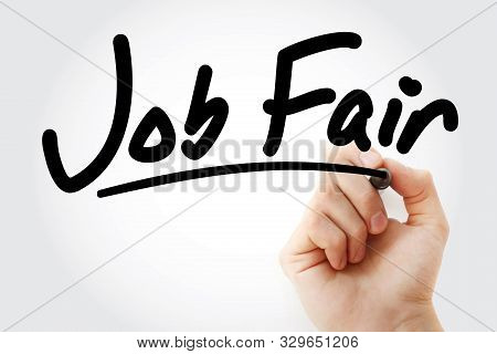 Hand Writing Job Fair With Marker, Concept Background