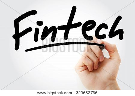 Hand Writing Fintech With Marker, Concept Background