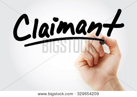 Hand Writing Claimant With Marker, Concept Background