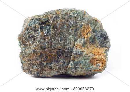 Rock Of Apatite Mineral From Mexico Isolated On A Pure White Background