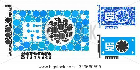 Gpu Accelerator Card Mosaic Of Circle Elements In Variable Sizes And Color Tinges, Based On Gpu Acce