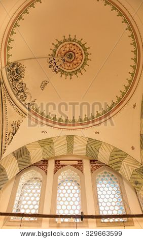 Istanbul, Turkey - September 5th 2019. The Ceiling Of The Late 16th Century Tomb Of Princes In The T
