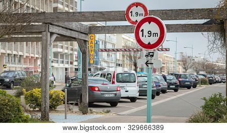 Saint Jean De Monts, France - April 5, 2017: Entrance To A Seaside Car Park In The City Center On A 