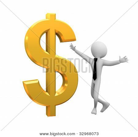 3D homme avec Dollar