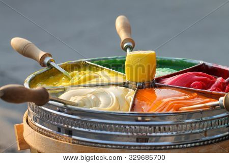Traditional Turkish Delicious Fruit Colorful Pasta. Ottoman Recipe. Macun.