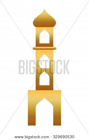 Golden Manger Tower Building Isolated Icon Vector Illustration Design