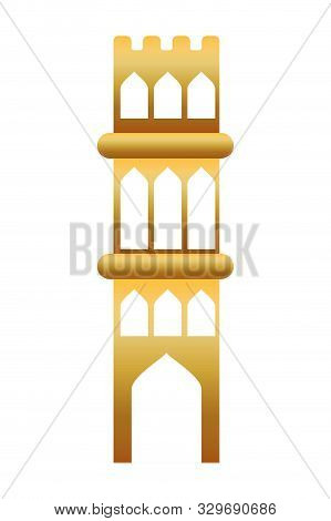 Golden Manger Tower Building Isolated Icon Vector Illustration Design