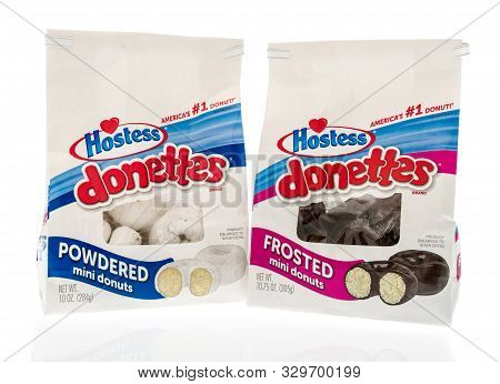 Winneconne, Wi - 10 October 2019: A Package Of Hostess Donettes With Powered And Frosted Mini Donuts