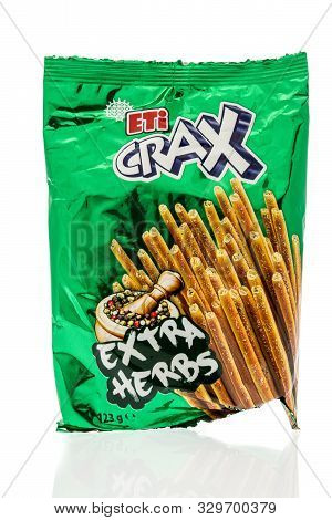 Winneconne, Wi - 10 October 2019: A Package Of Eti Grax Sticks On An Isolated Background