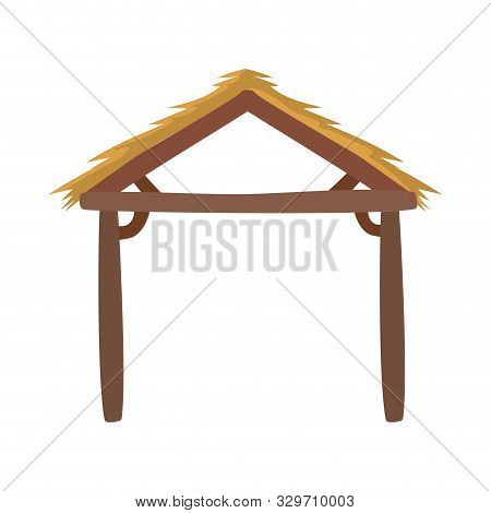 Manger Wooden Stable Isolated Icon Vector Illustration Design