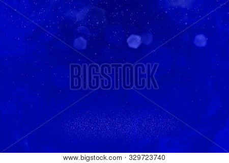 Blue Nice Bright Abstract Background Glitter Lights And Falling Snow Flakes Fly Defocused Bokeh - Fe