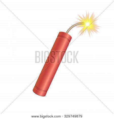 Dynamite Bomb Stick With Bickford Fuse. Vektor Illustration