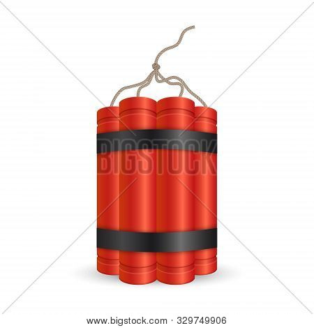 Dynamite Bomb Stick With Bickford Fuse. Vektor Illustration