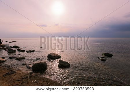 Sunset At Rigas Bay In The Town Salacgriva, Latvia