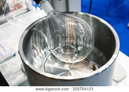 Rotary Evaporator Flask. Modern Research Equipment. Machines For Chemical Laboratories.