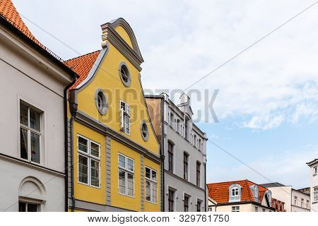 Traditional Houses With Gable In The Old Town Of Stralsund