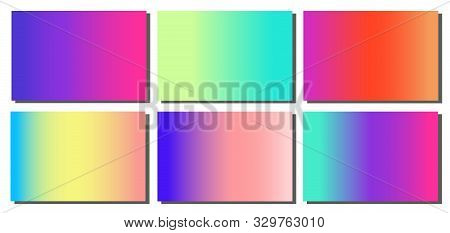 Gradient Modern Abstract Set Of Background In Bright Neon Colors In A Trendy Minimal Style. Vector I