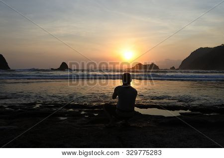 Jember, Indonesia - October 24, 2019 : Papuma Beach Jember East Java Indonesia