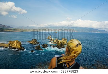 Jember, Indonesia - October 24, 2019 : Papuma Beach Jember East Java Indonesia