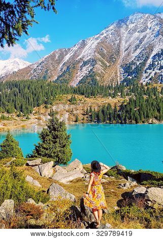 Spectacular Scenic Big Almaty Lake In Thetien Shan Mountains In Almaty, Kazakhstan, Central Asia Dur