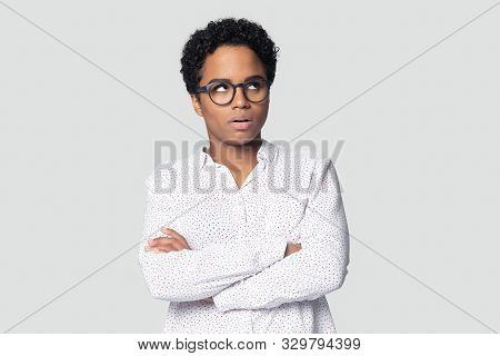 Head Shot Annoyed African American Woman Rolling Eyes