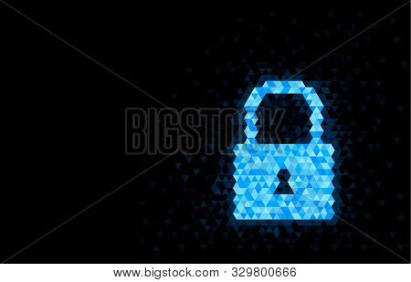 Vector Illustration Of Flat Design Locked Lock Icon. Blue Color