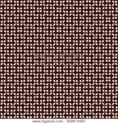 Seamless Pattern With Simple Ornament. Repeated Squares And Lines Background. Contemporary Abstract 