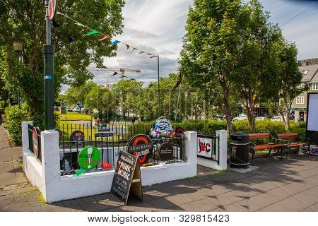 Reykjavik, Iceland, July 2019: Entrance Of The Punk Museum, Located On The Bankastraeti, Former Unde