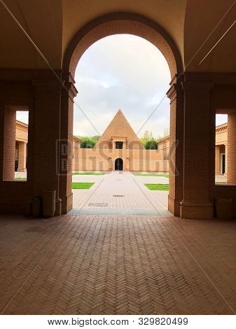 October 2018 Parma, Italy: Labirinto Della Masone. The Biggest Bamboo Labyrinth In The World. Pyrami