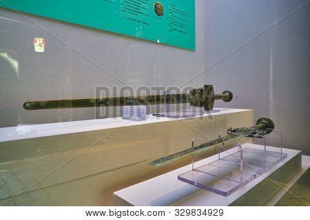 SHENZHEN, CHINA - CIRCA APRIL, 2019: exhibits on display in Gankeng Hakka Town in Shenzhen. Gankeng Hakka Town is a tourist attraction by OCT Group.