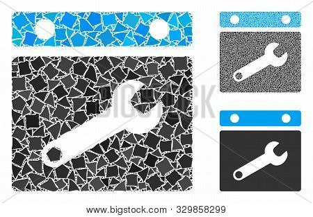 Date Options Mosaic Of Raggy Pieces In Variable Sizes And Shades, Based On Date Options Icon. Vector