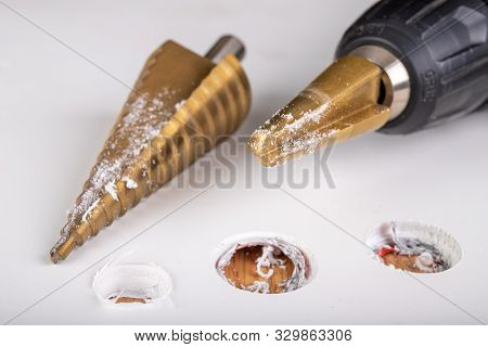 Conical Drill Used For Small Housework. Drilling In Plastic With Tool Steel Drills.