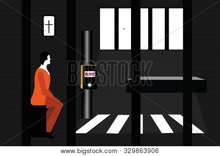 Illustration Of A Man In Jail Looking At The Window And How The Light Falls Inside