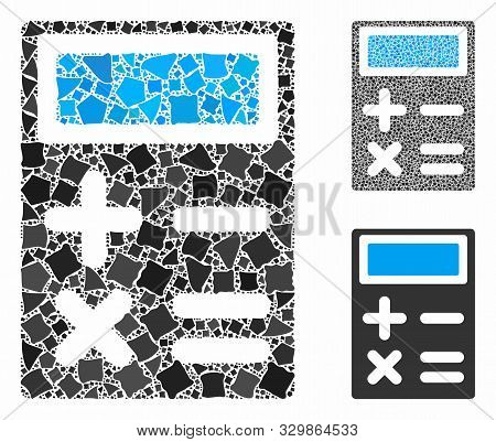 Calculator Composition Of Rugged Parts In Variable Sizes And Color Tones, Based On Calculator Icon. 
