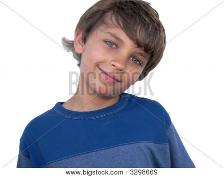Leuke jongen Kid In blauw T-Shirt