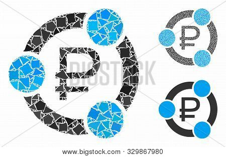 Rouble Collaboration Composition Of Abrupt Items In Different Sizes And Color Hues, Based On Rouble 