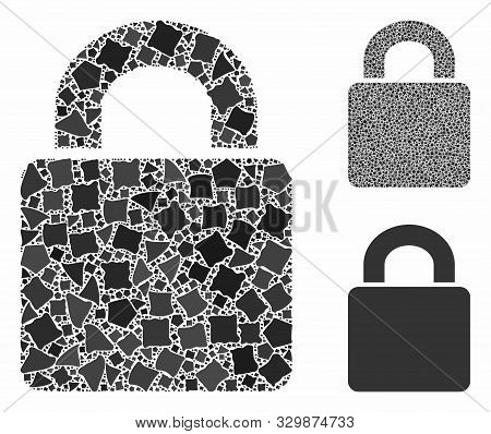 Lock Mosaic Of Irregular Elements In Different Sizes And Color Tints, Based On Lock Icon. Vector Une