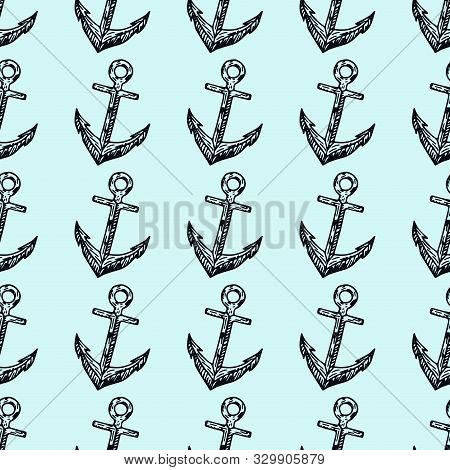 Matine Life. Doodle Seamless Pattern. Pirates Hand Drawn Textures And Background.