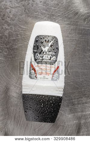 Rexona Deodorant Isolated On Gradient Background. Rexona Is Deodorant And Antiperspirant Brand Found