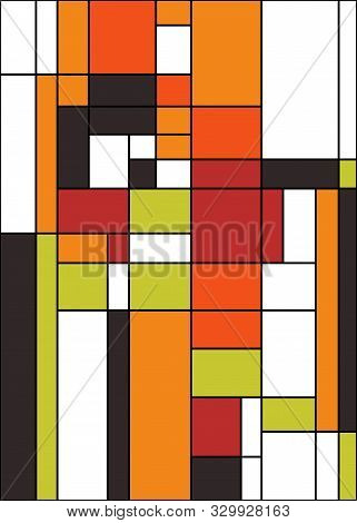Piet Mondrian Style Abstract Computational Generative Art Background Illustration