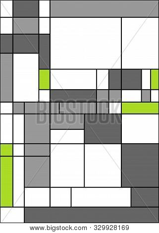 Piet Mondrian Style Abstract Computational Generative Art Background Illustration