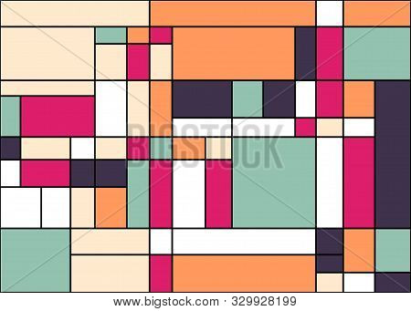 Piet Mondrian Style Abstract Computational Generative Art Background Illustration