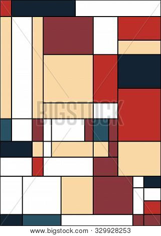 Piet Mondrian Style Abstract Computational Generative Art Background Illustration