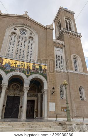 Athens, Greece - January 20, 2017: Amazing View Of Metropolitan Cathedral In Athens, Attica, Greece