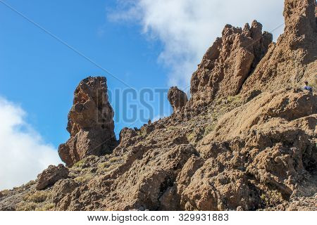 View on the steep coast of Los Gigantes on canary island tenerife with rocks in different colors