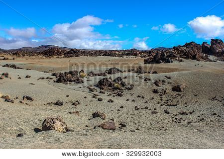 View on the steep coast of Los Gigantes on canary island tenerife with rocks in different colors