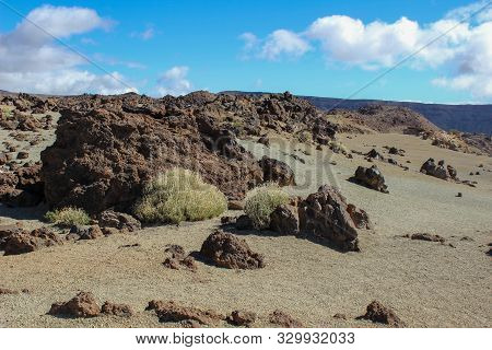 View On The Steep Coast Of Los Gigantes On Canary Island Tenerife With Rocks In Different Colors