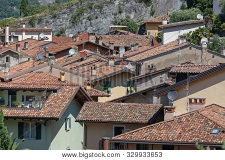 Traditional Roofs At Houses In Nago Torbole Italy